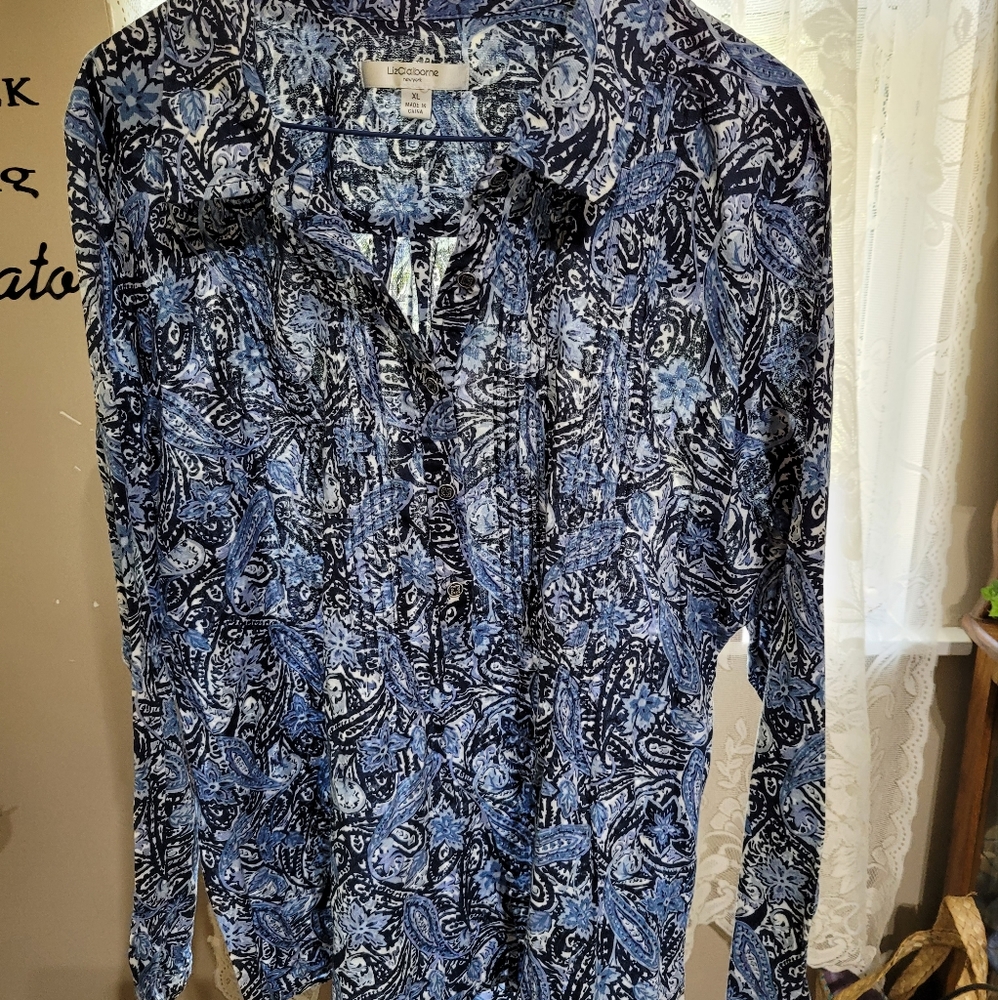 (2299) Liz Claiborne New York, Women's XL PaisleyTop, Blouse, Shirt,